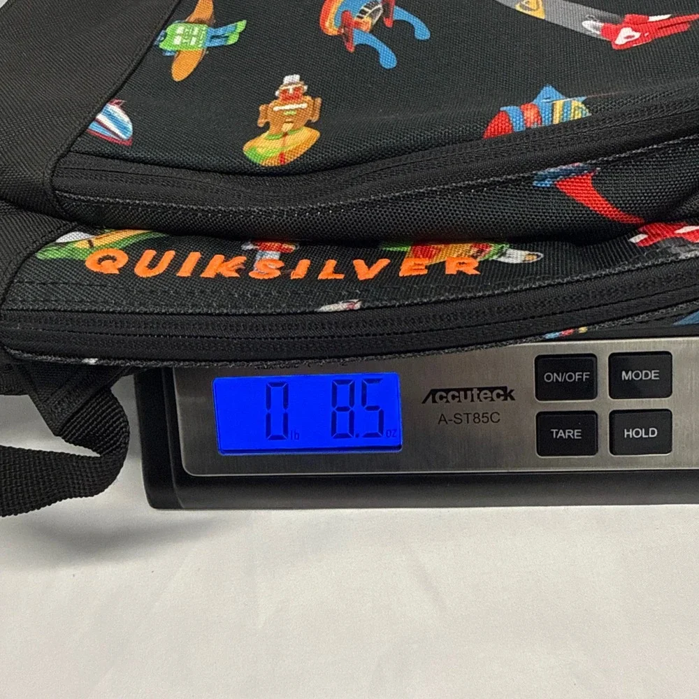 Quiksilver Black Robot Surfer Skateboard Print Mini Backpack Canvas 12 inch